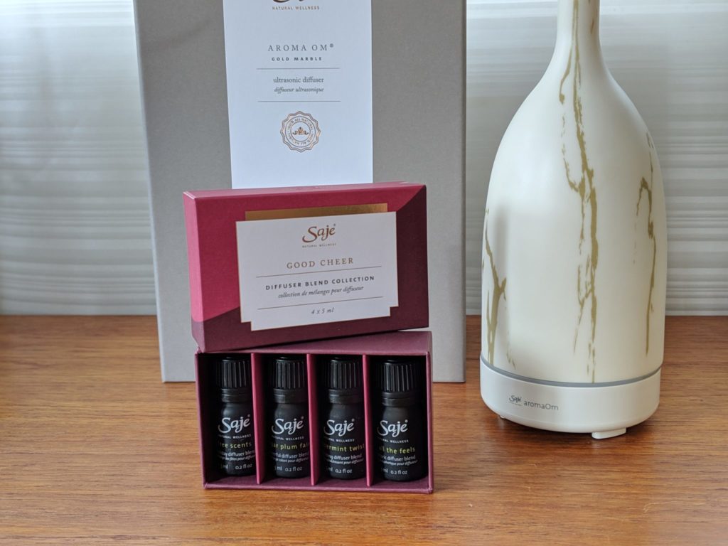 SAJE AROMA OM DIFFUSER, REVIEW, essential oil, holiday, christmas, gold, how to