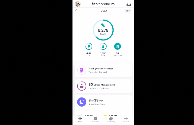 Fitbit inspire 3 review: fitbit app showing data.