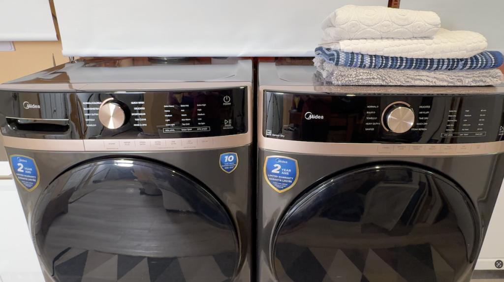 Midea washer dryer in a real home.